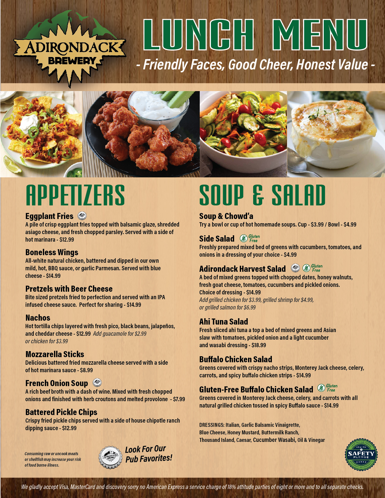 Lunch & Dinner Menu Adirondack Brewery